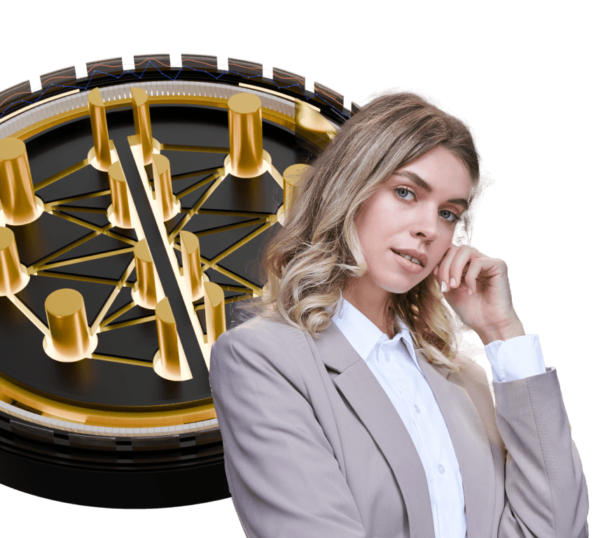 Woman and a bitcoin carousel